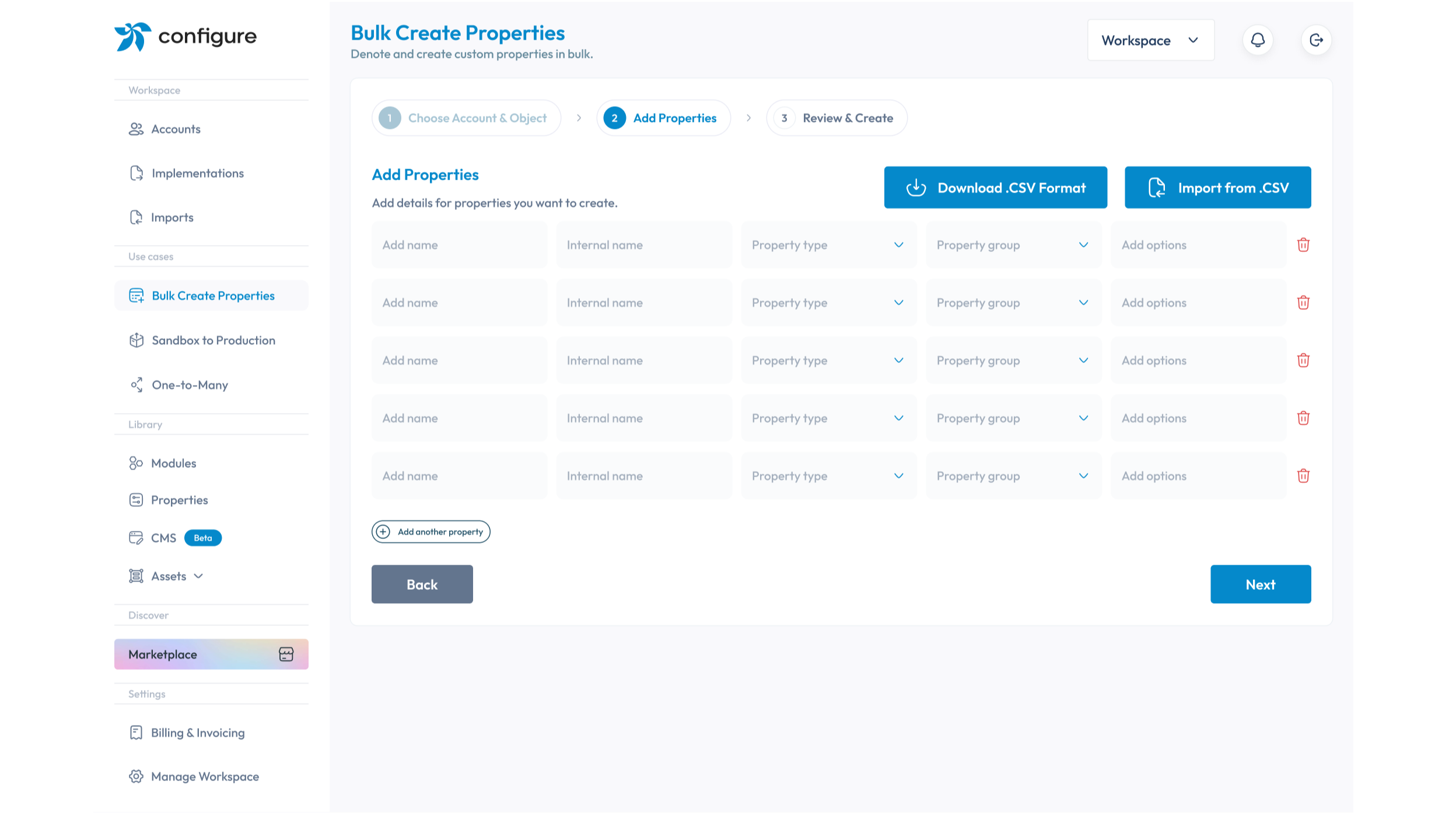 Bulk create properties