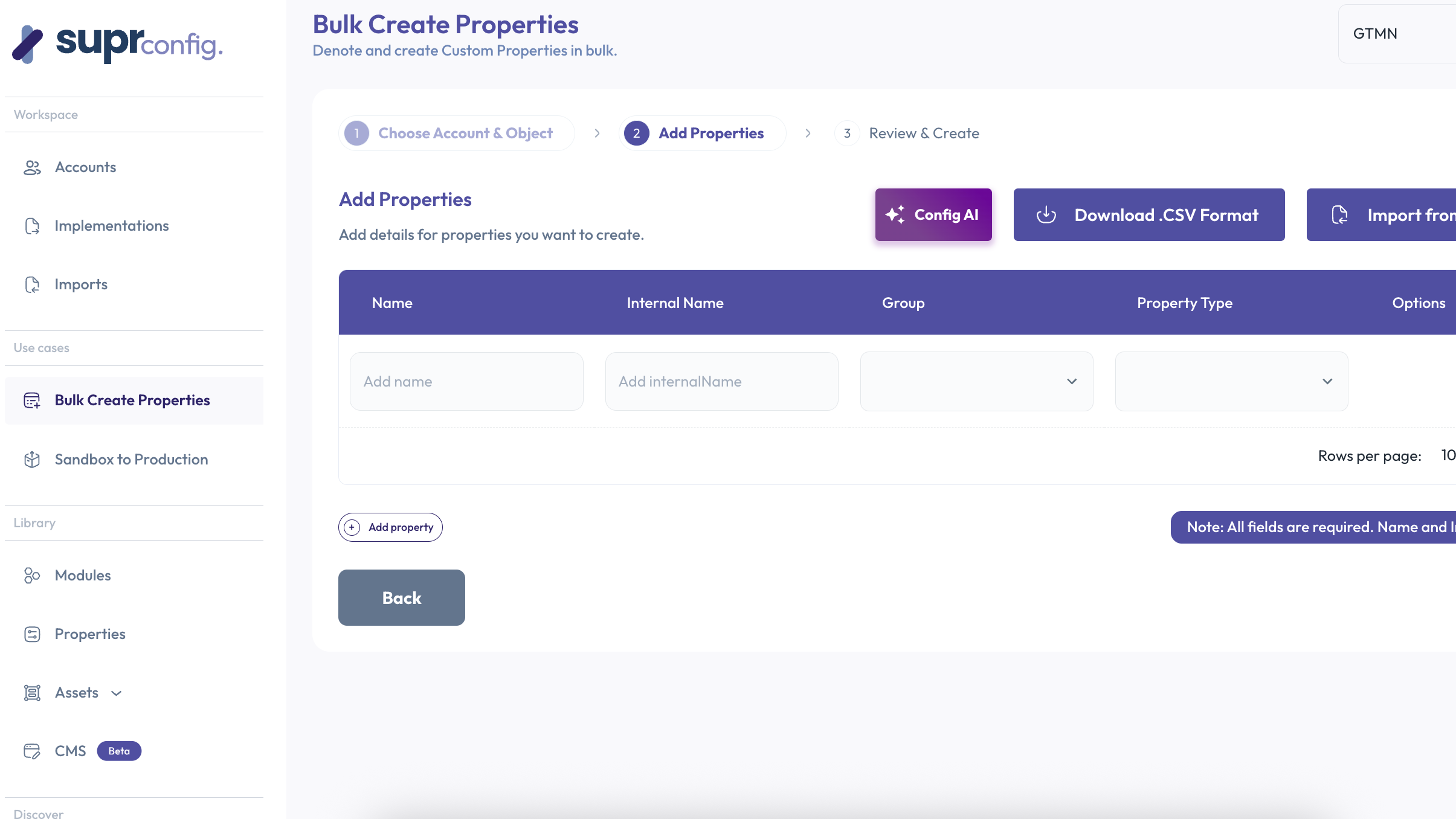 Bulk create properties